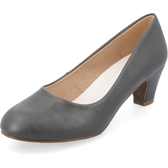 Journee Collection Women's Luu Round Toe Pumps - Grey - Picture 1 of 3